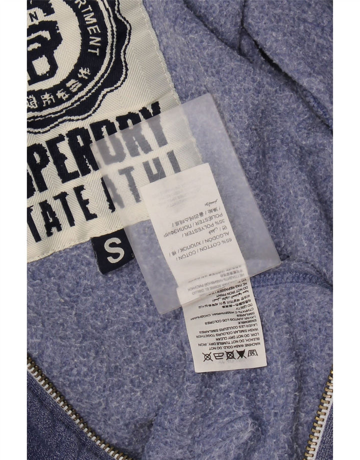 SUPERDRY Herre grafisk hættetrøje med lynlås, lille blå bomuld