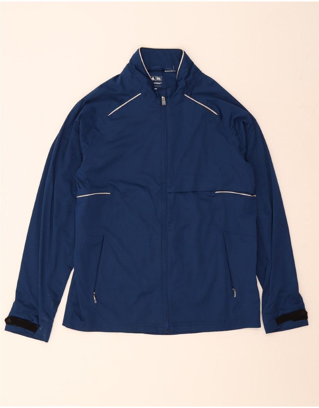 ADIDAS Mens Clima Proof Tracksuit Top Jacket Medium Blue Polyester Vintage Adidas and Second-Hand Adidas from Messina Hembry 
