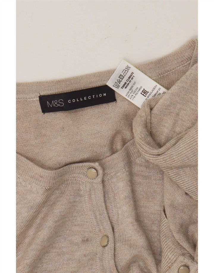 Marks & Spencer Dame Cardigan Sweater UK 14 Medium Beige Flecked Viscose