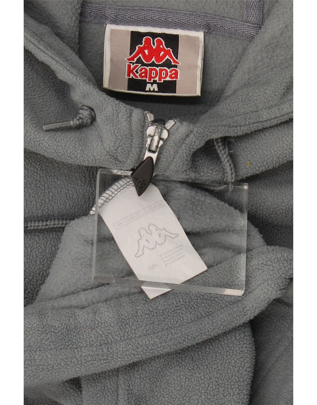 KAPPA Mens Hooded Fleece Jacket UK 38 Medium Grey Polyester