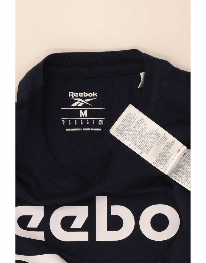 Reebok Herre grafisk T-shirt Top Medium Marineblå Bomuld