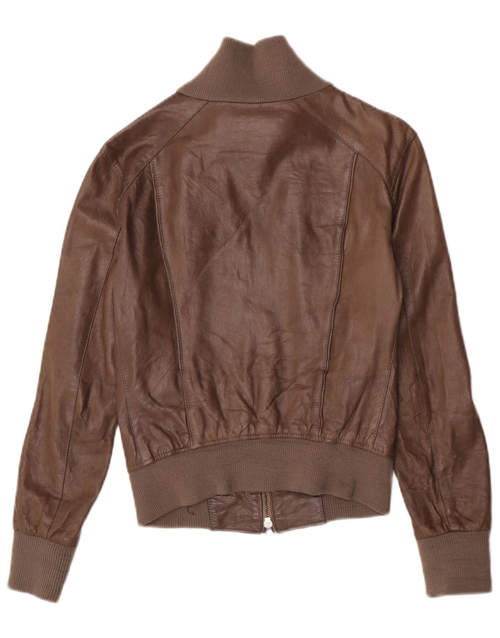 Vintage Dame Crop Læderjakke IT 40 Lille Brun