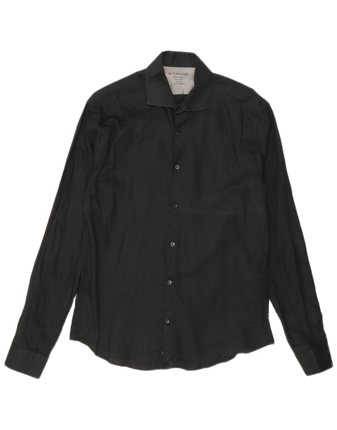Calvin Klein Herre Extra Slim Fit Skjorte Størrelse 15 1/2 Medium Sort Bomuld