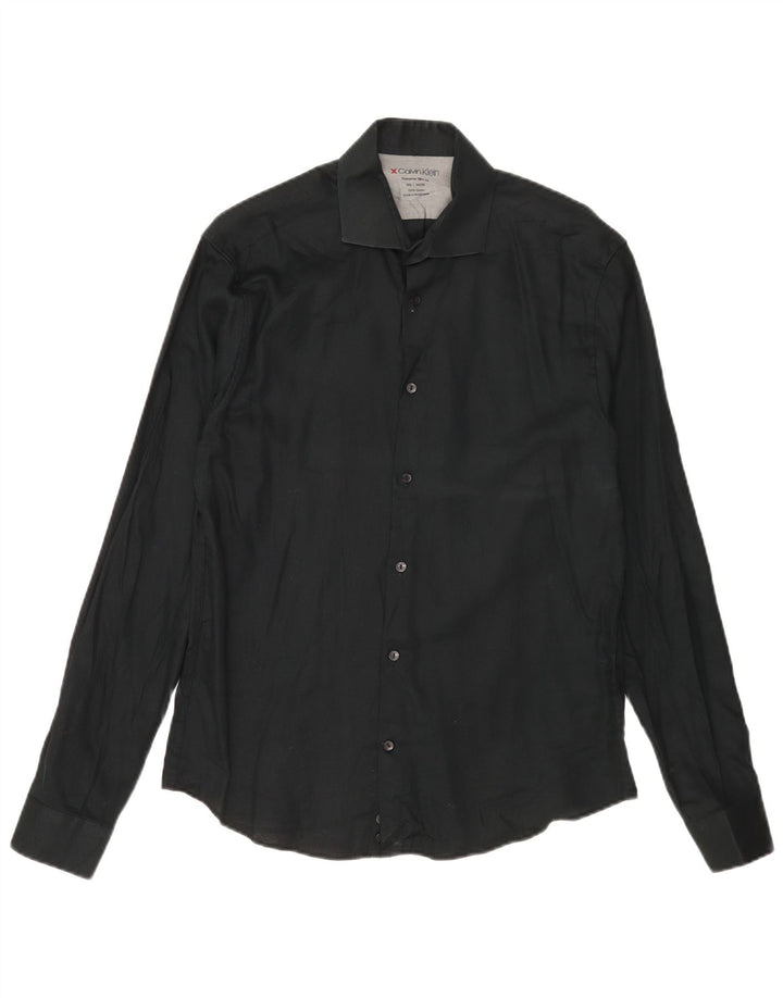 Calvin Klein Herre Extra Slim Fit Skjorte Størrelse 15 1/2 Medium Sort Bomuld