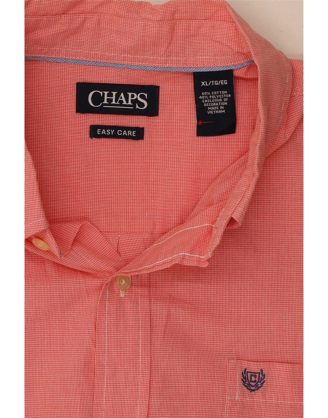Chaps Kortærmet Herreskjorte XL Rød Houndstooth Bomuld