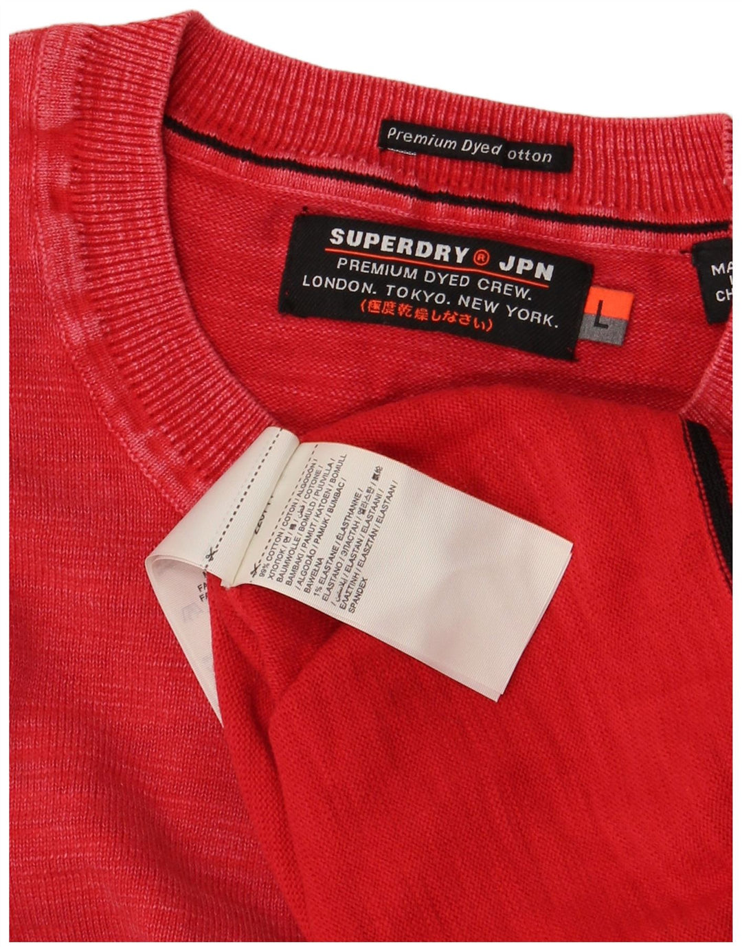 Superdry Herre sweater med rund hals, stor rød bomuld
