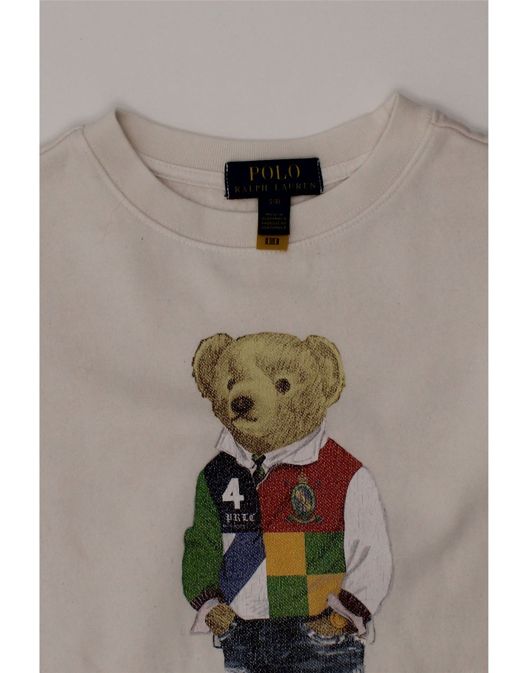 POLO RALPH LAUREN Drenge Grafisk Sweatshirt Jumper 7-8 år Lille Hvid