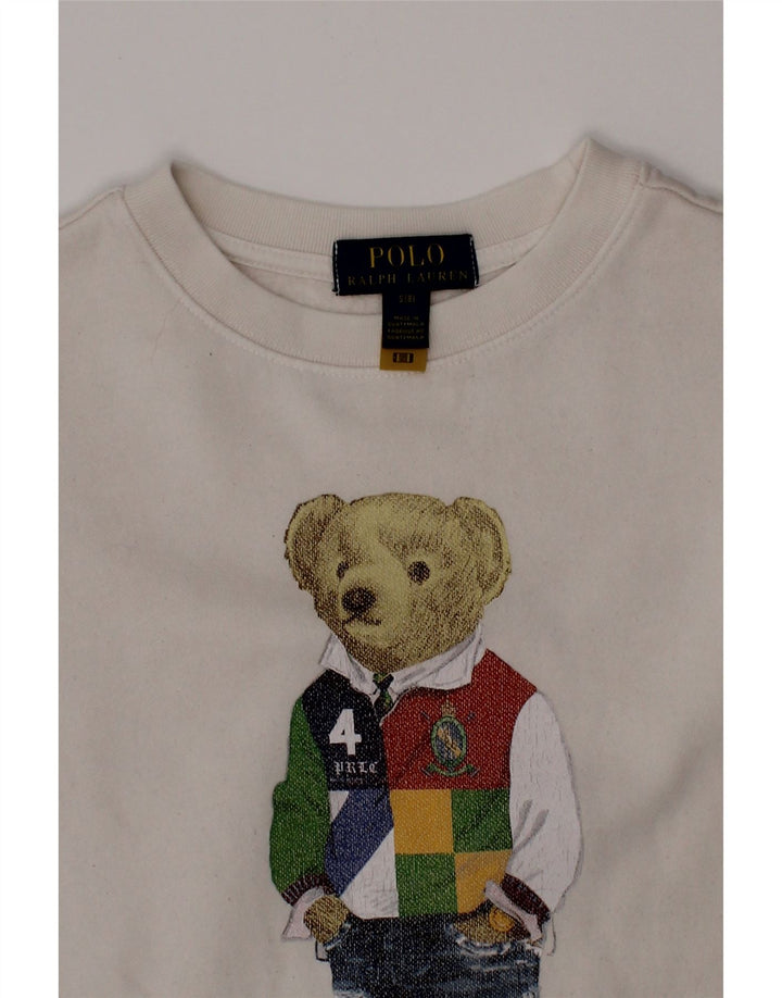 POLO RALPH LAUREN Drenge Grafisk Sweatshirt Jumper 7-8 år Lille Hvid