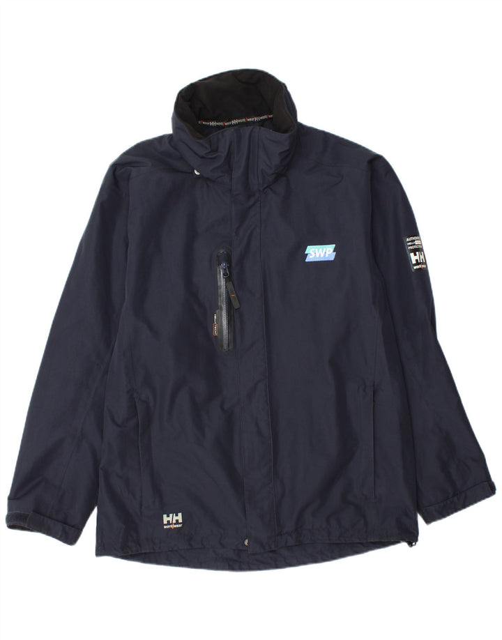 Helly Hansen Regnjakke med hætte til mænd UK 38 Medium Navy Blue