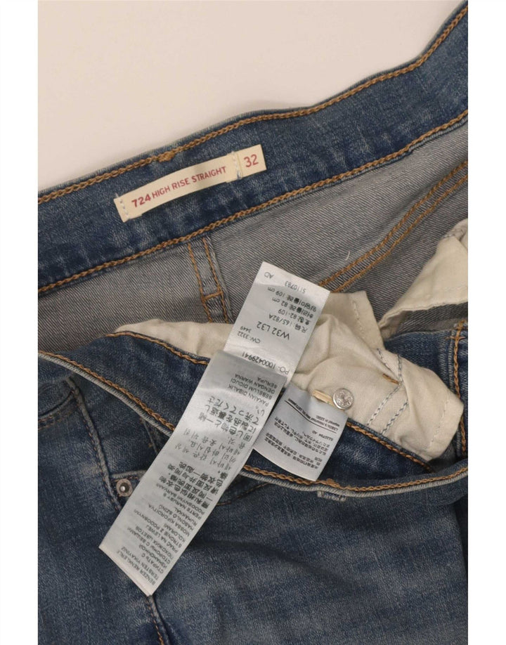 Levi's Womens 724 Højtaljede lige jeans W32 L32 blå bomuld