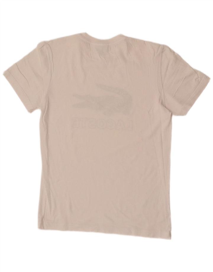 Lacoste Herre Regular Fit Grafisk T-Shirt Top Størrelse 3 Lille Hvid