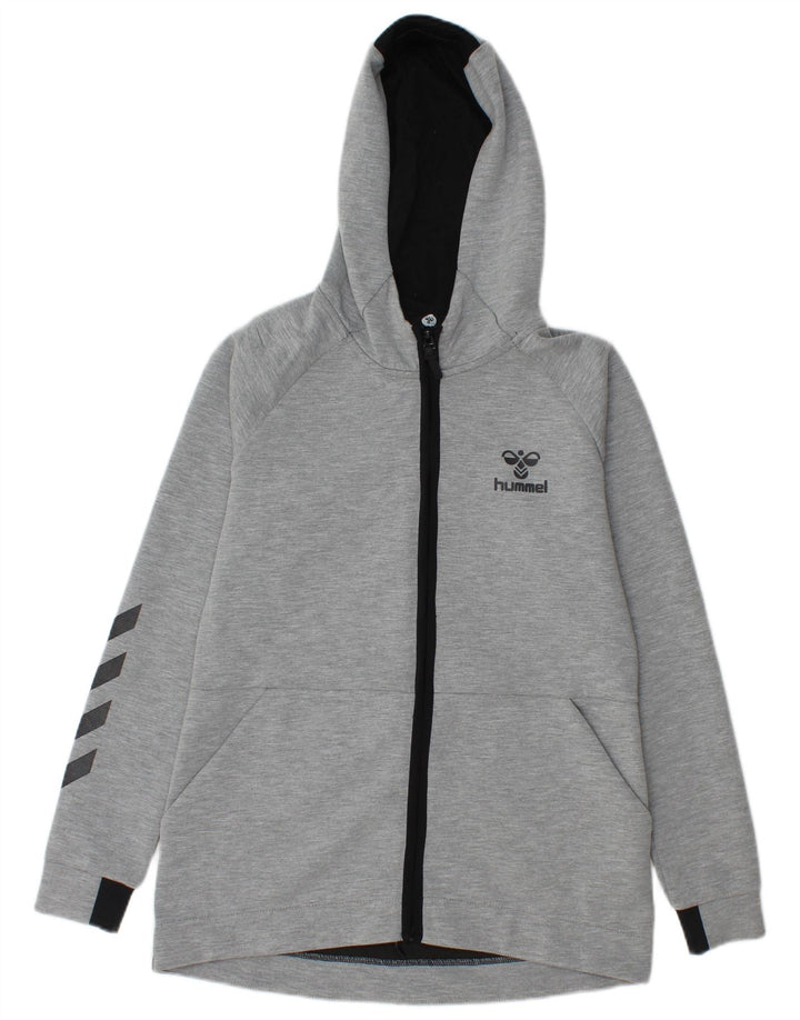 HUMMEL Mens Graphic Zip Hoodie Sweater XS Grey Polyester