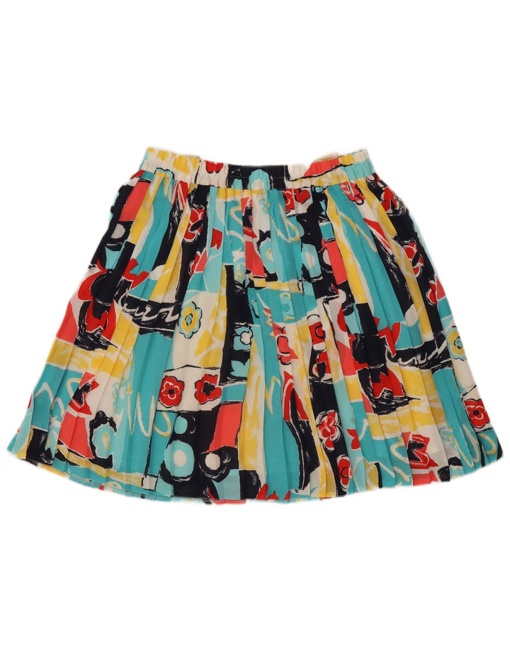 Vintage Kvinders abstrakt mønster Kniv Plisseret nederdel UK 14 Medium W32 Multic