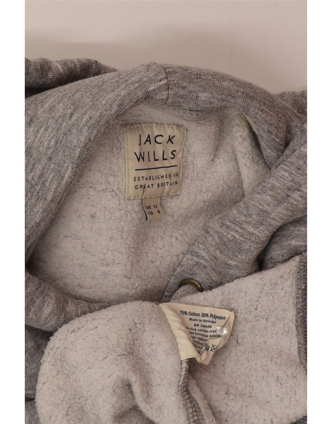 Jack Wills Grafisk Oversized Hoodie Jumper til kvinder UK 12 Medium Grå Flecked