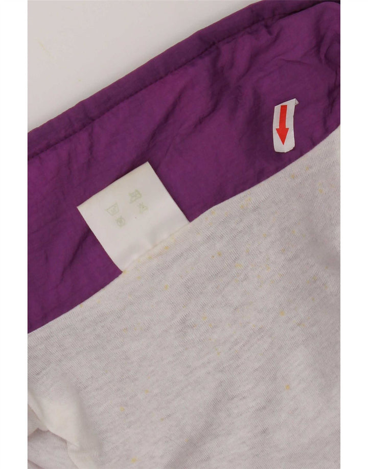 Vintage kvinders overstørrelse fuld træningsdragt UK 16 Stor lilla geometrisk nylon