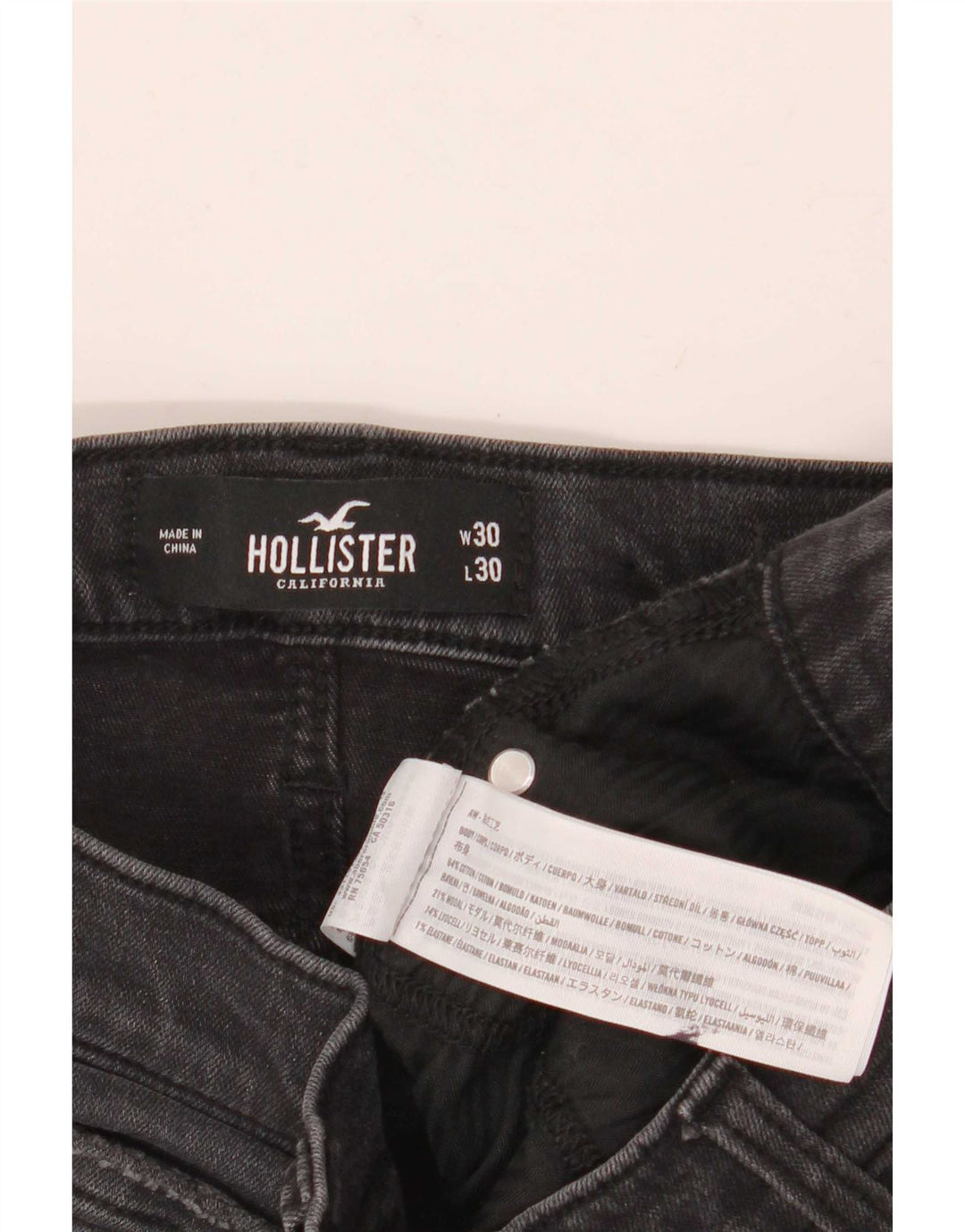 Hollister Herre Distressed Slim Jeans W30 L30 Grå Bomuld