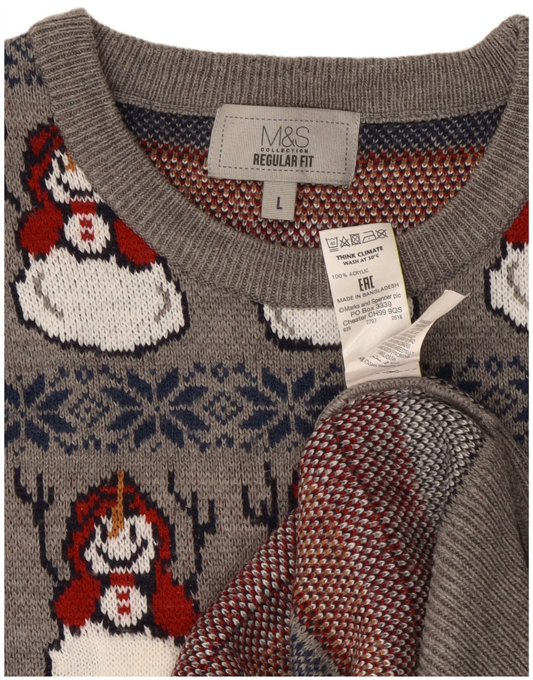 Marks & Spencer Herre sweater med rund hals, stor grå jul