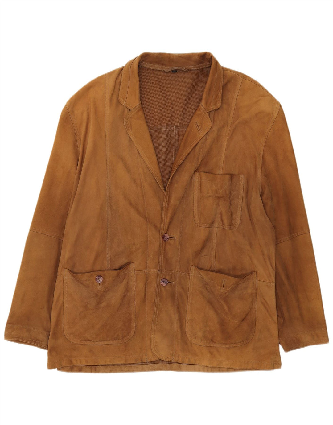VINTAGE Herre 2-knaps ruskindsblazerjakke UK 42 XL brunt læder