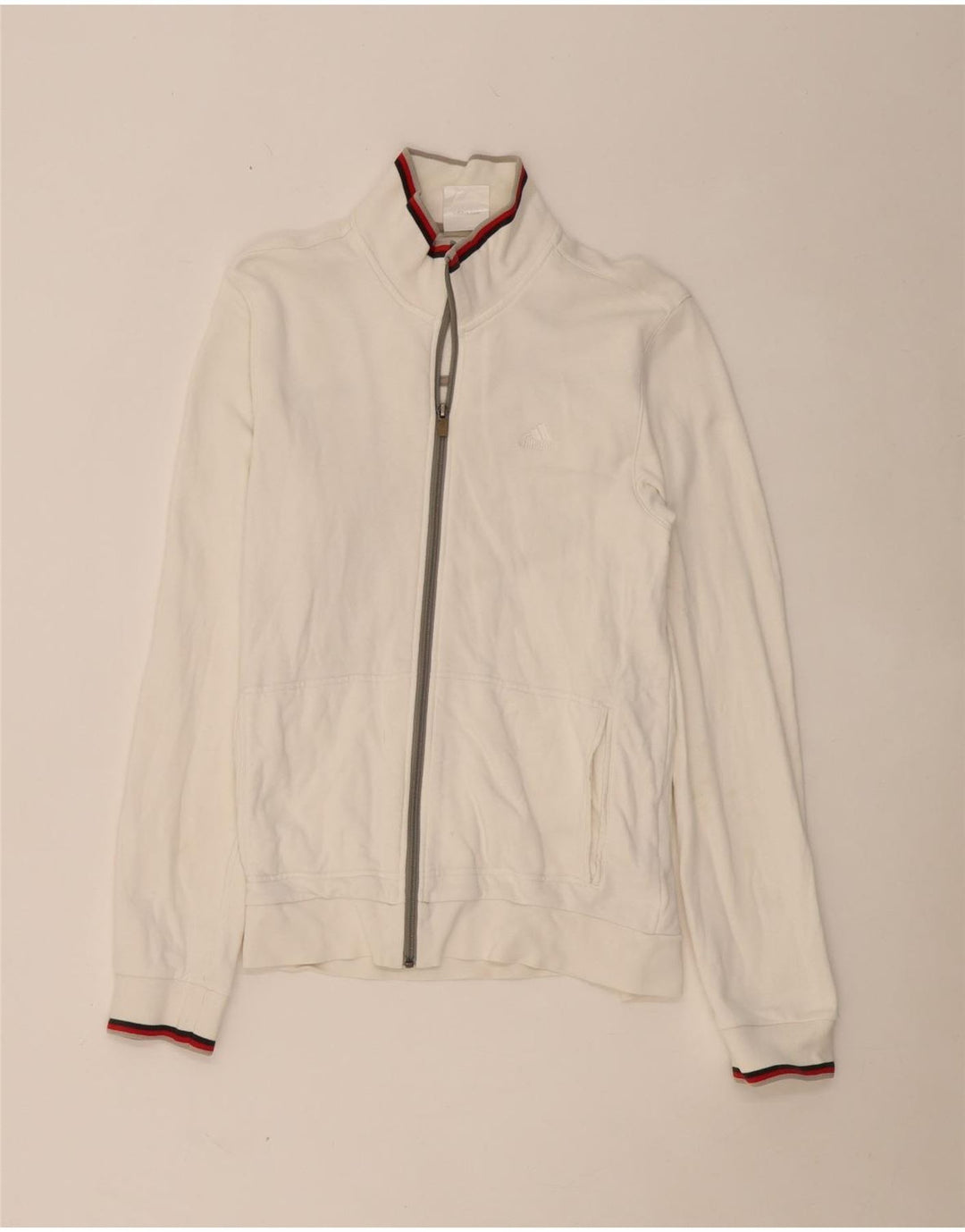 ADIDAS Mens Tracksuit Top Jacket Small White Cotton