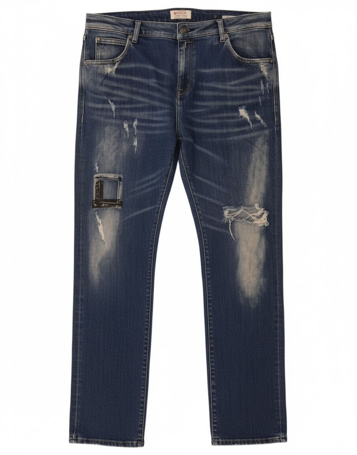 Replay Dame Katewin Distressed Slim Jeans W32 L32 Blå Bomuld
