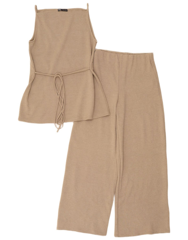 Zara Damesæt 2 stk. UK 8 Small W28 L28 Beige Polyester