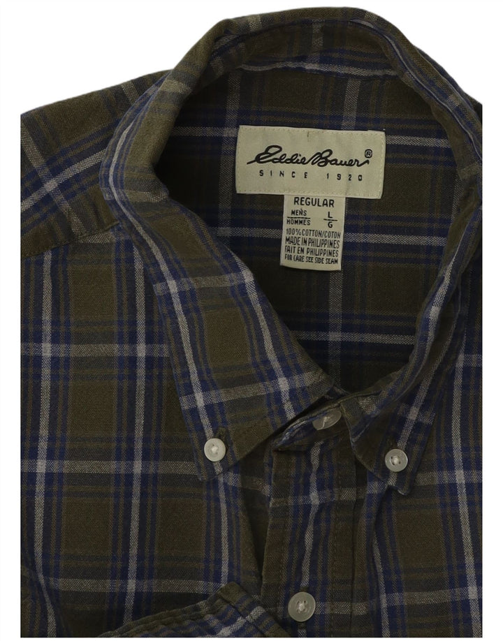 Eddie Bauer Herre Regular Fit Flanellskjorte Stor Khaki Ternet Bomuld