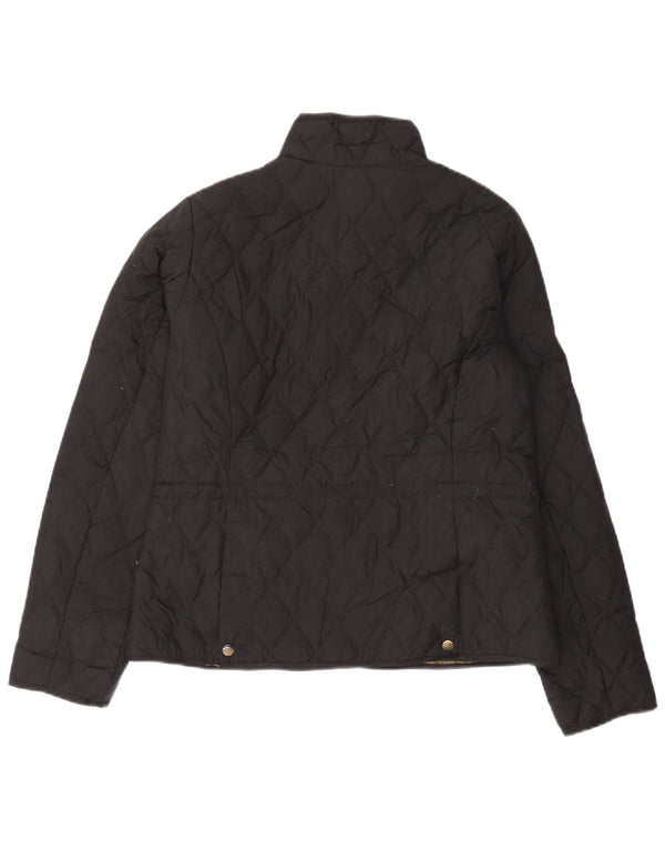 Eddie Bauer Dame Quiltet Jakke UK 14 Medium Sort Polyester