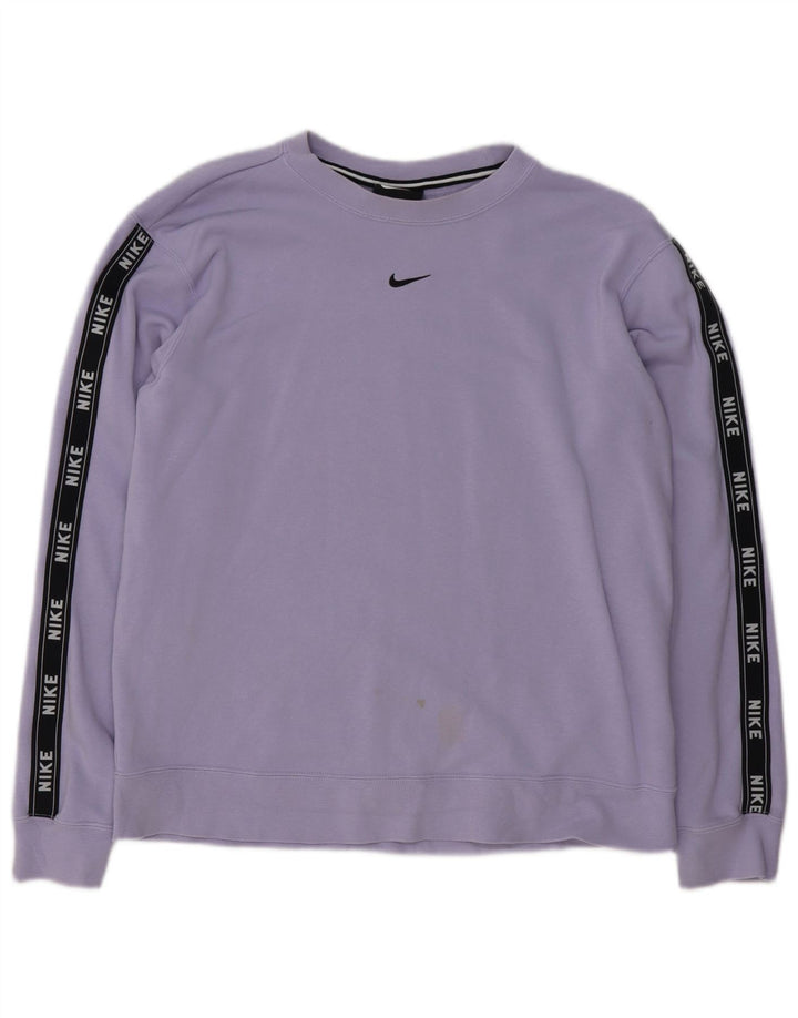 Nike Dame Grafisk Sweatshirt Jumper UK 14 Medium Lilla Bomuld