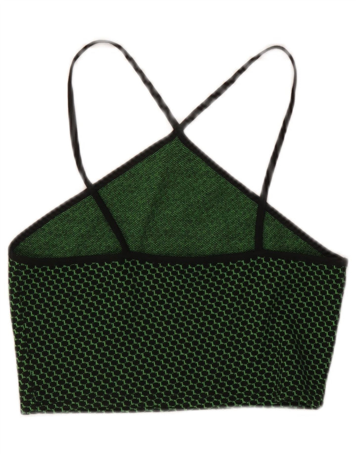 Zara Womens Crop Halter Top UK 12 Medium Green Spotted