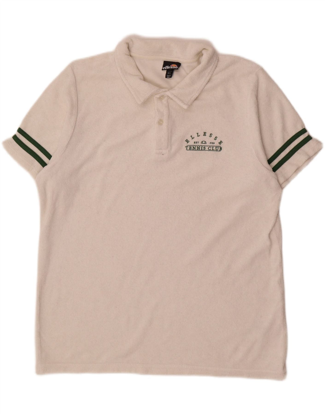 Ellesse Herre Velvet Polo Shirt Stor Hvid Bomuld