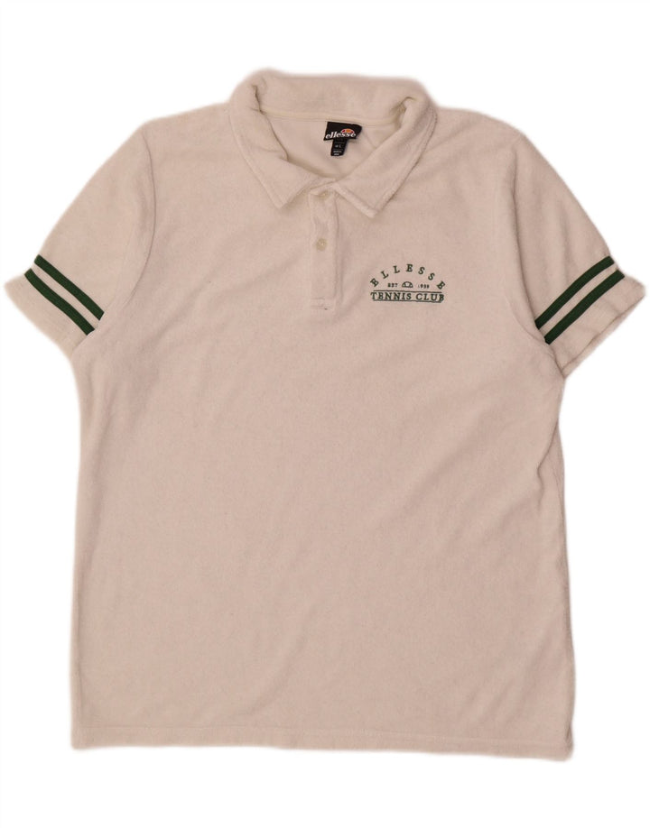 Ellesse Herre Velvet Polo Shirt Stor Hvid Bomuld