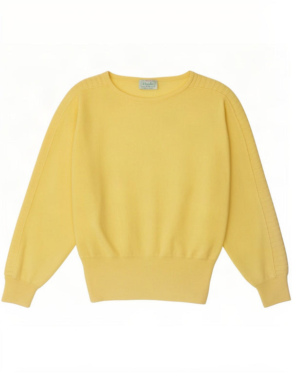 Benetton Dame Boat Neck Jumper Sweater IT 48 XL Gul Uld