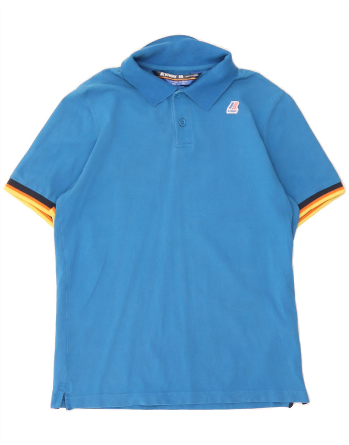 VINTAGE Mens Polo Shirt Medium Blue Cotton Vintage Vintage and Second-Hand Vintage from Messina Hembry 