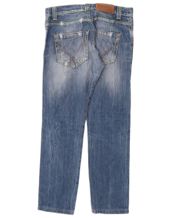 Roy Rogers Herre Distressed Straight Jeans IT 50 Large W36 L31 Blue Cotton