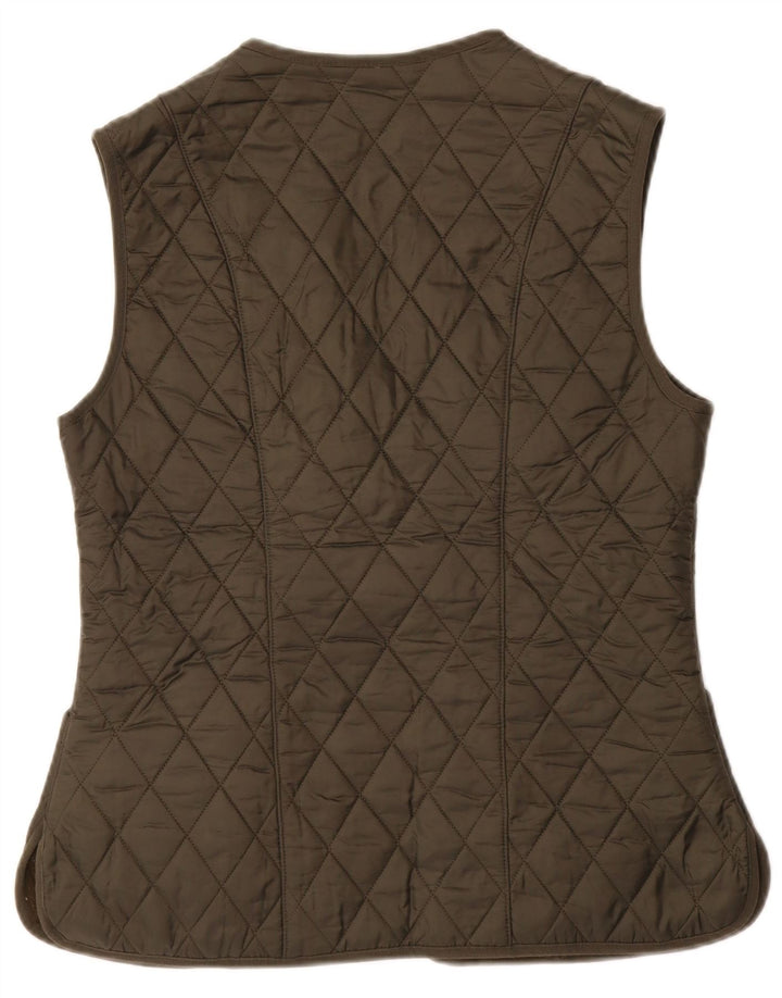BARBOUR Dame Quiltet Gilet UK 12 Medium Khaki Polyamid