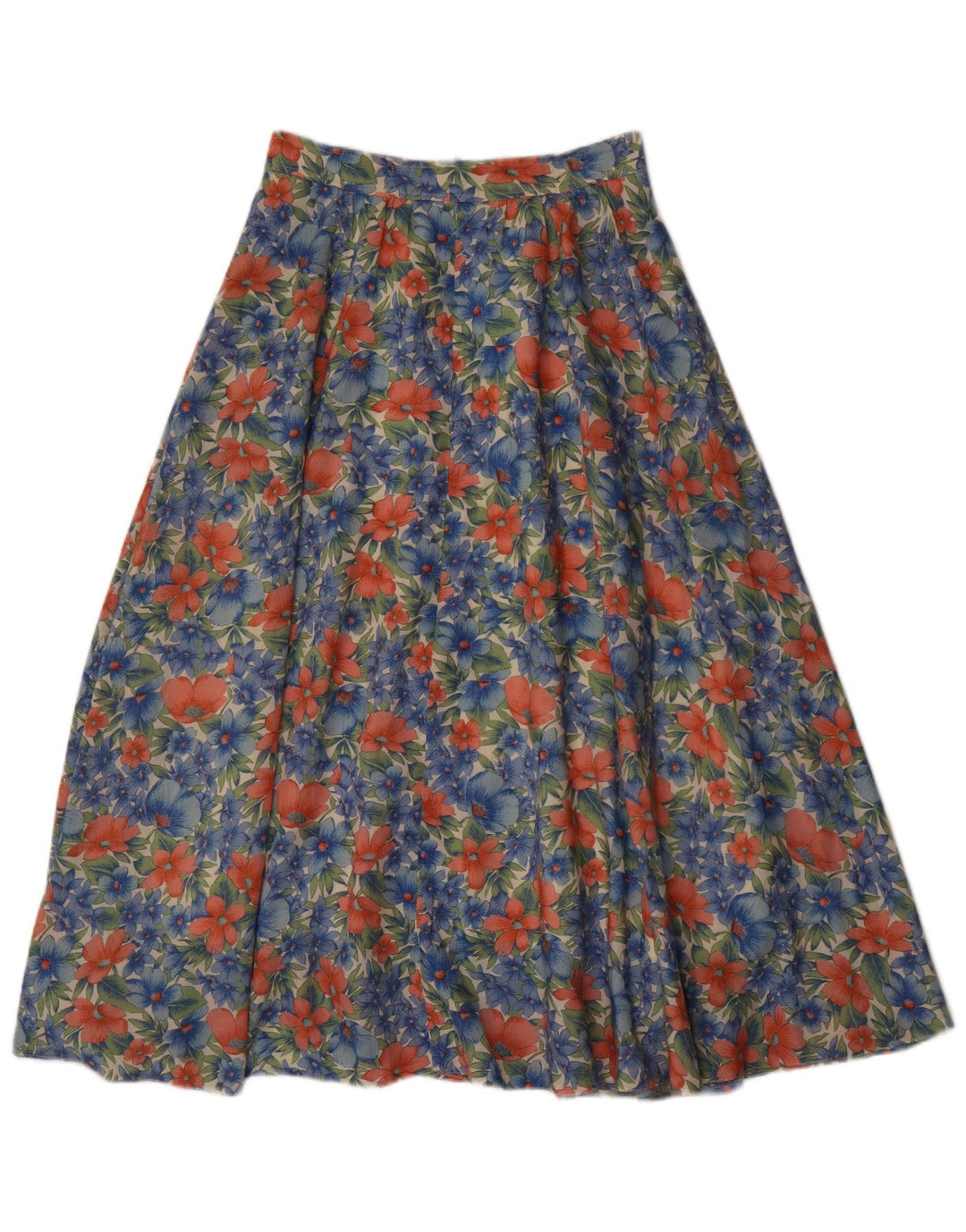 Vintage dame nederdel EU 40 Medium W28 Blue Floral Polyester