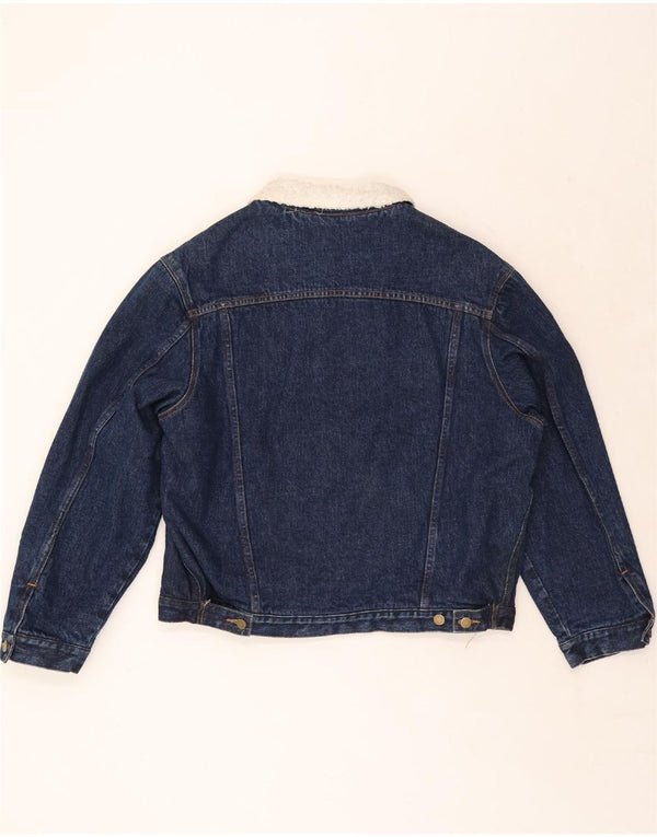 GREEN FOX Herre Sherpa Denim Jacket UK 38 Medium Blue
