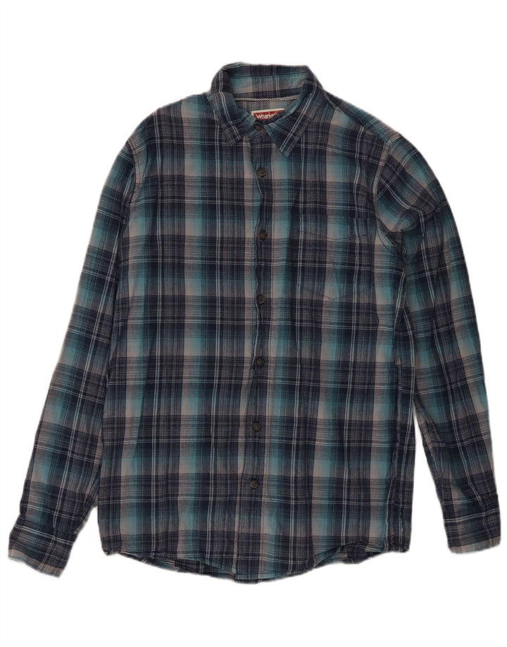 Wrangler Flanelskjorte til mænd, lille blå ternet bomuld