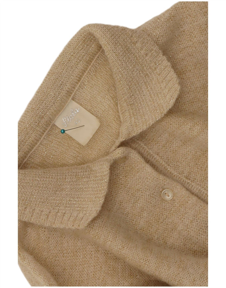 Vintage Dame Oversized Polo Neck Jumper Sweater EU 40 Medium Beige