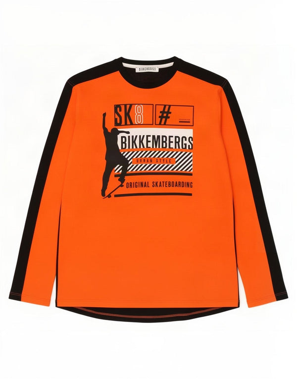 Bikkembergs Boys Grafisk Top Langærmet 15-16 År Orange Bomuld
