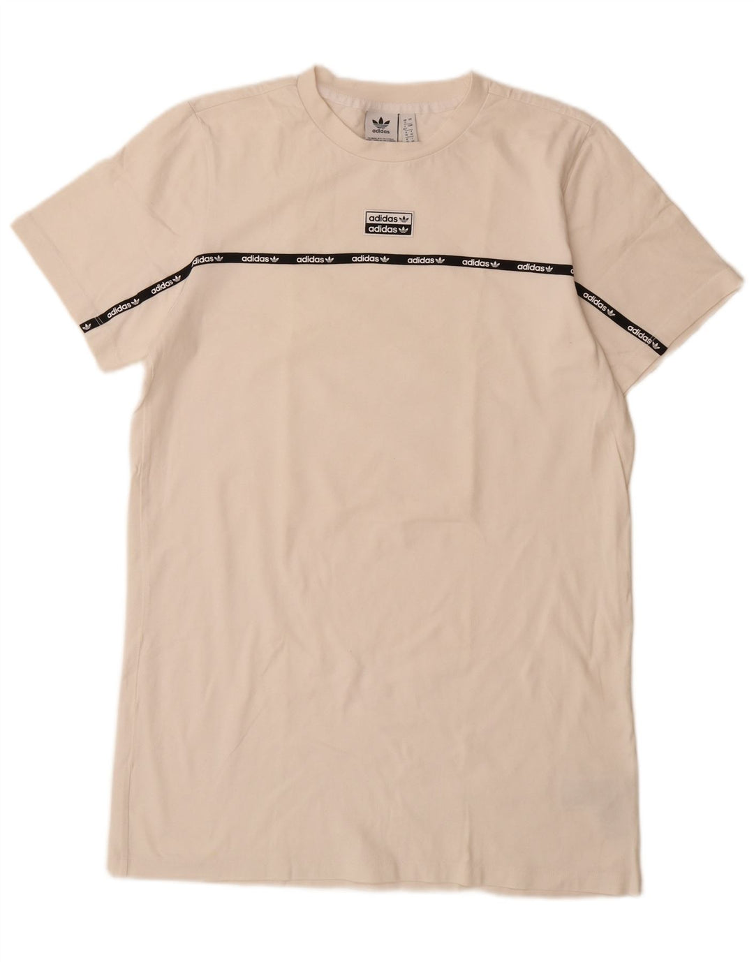 ADIDAS Grafisk T-shirtkjole til kvinder UK 12 Medium Off White Bomuld