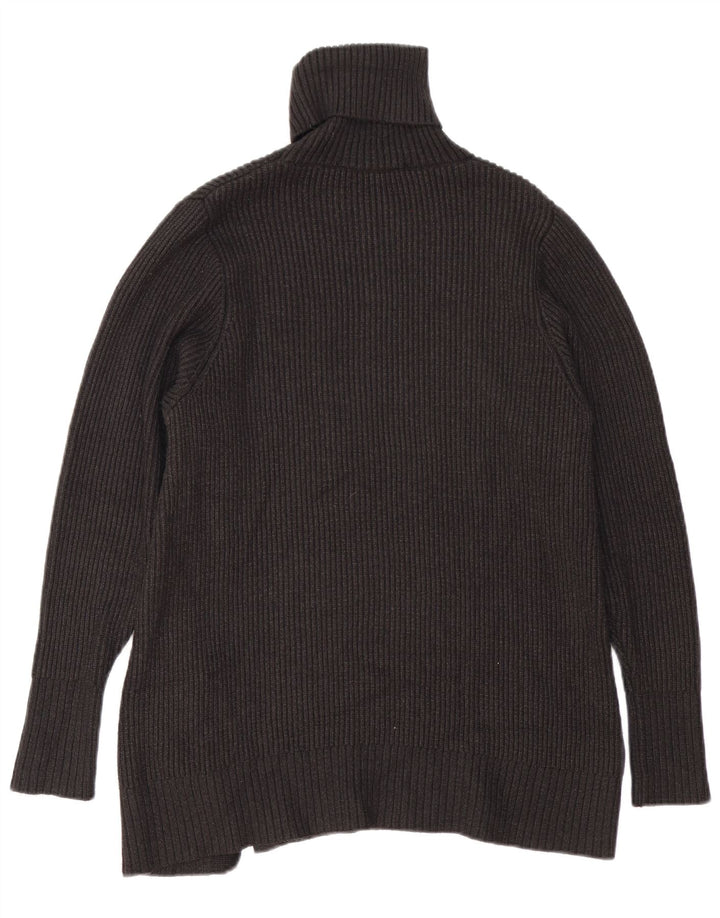 Zara Dame Roll Neck Jumper Sweater UK 10 Small Black Viscose