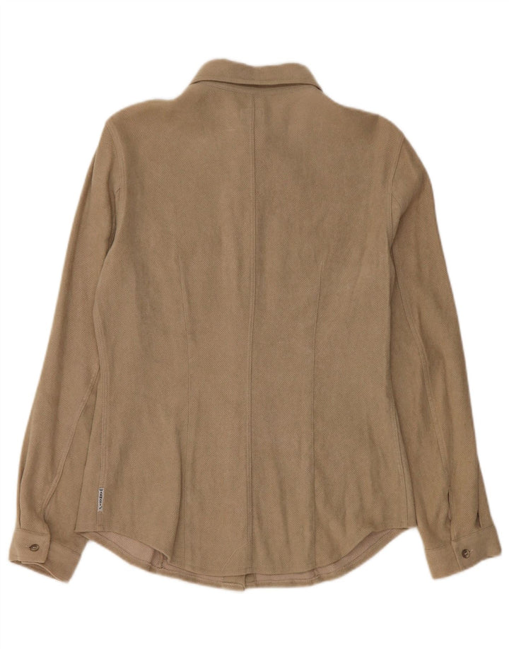 Armani Jeans Dameskjorte UK 10 Small Beige Viscose