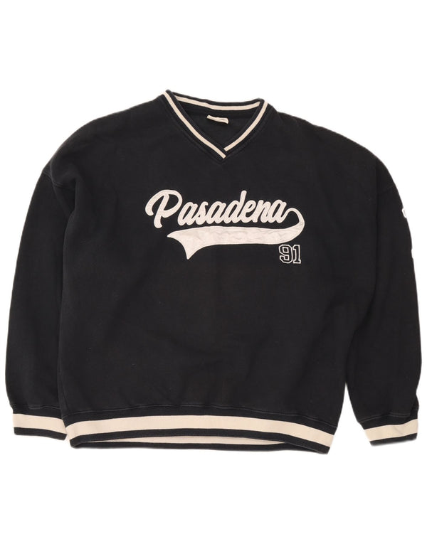 Pull & Bear Herre Pasadena Sweatshirt Jumper Large Navy Blue Colourblock