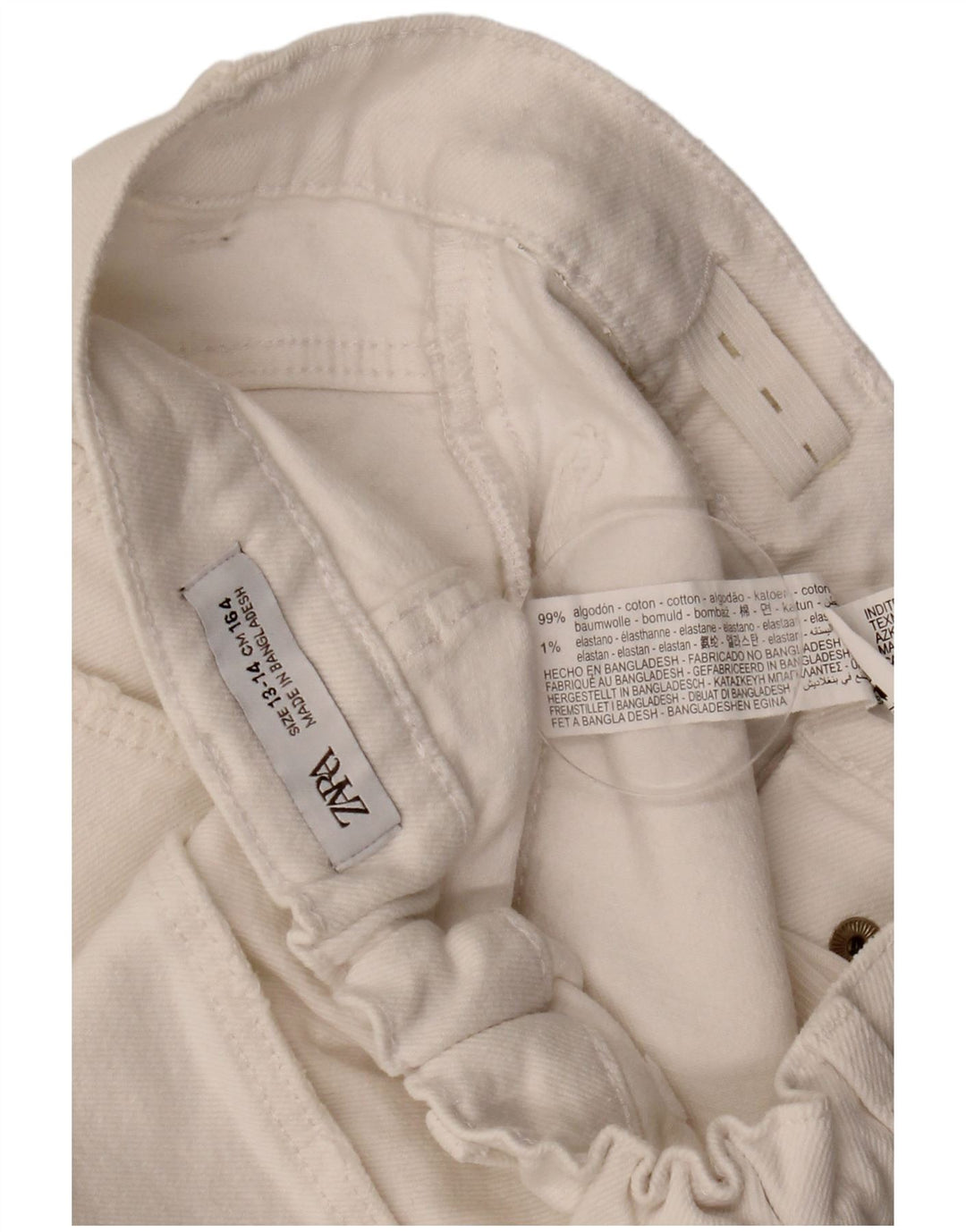 ZARA piger denim shorts 13-14 år W27 Hvid bomuld