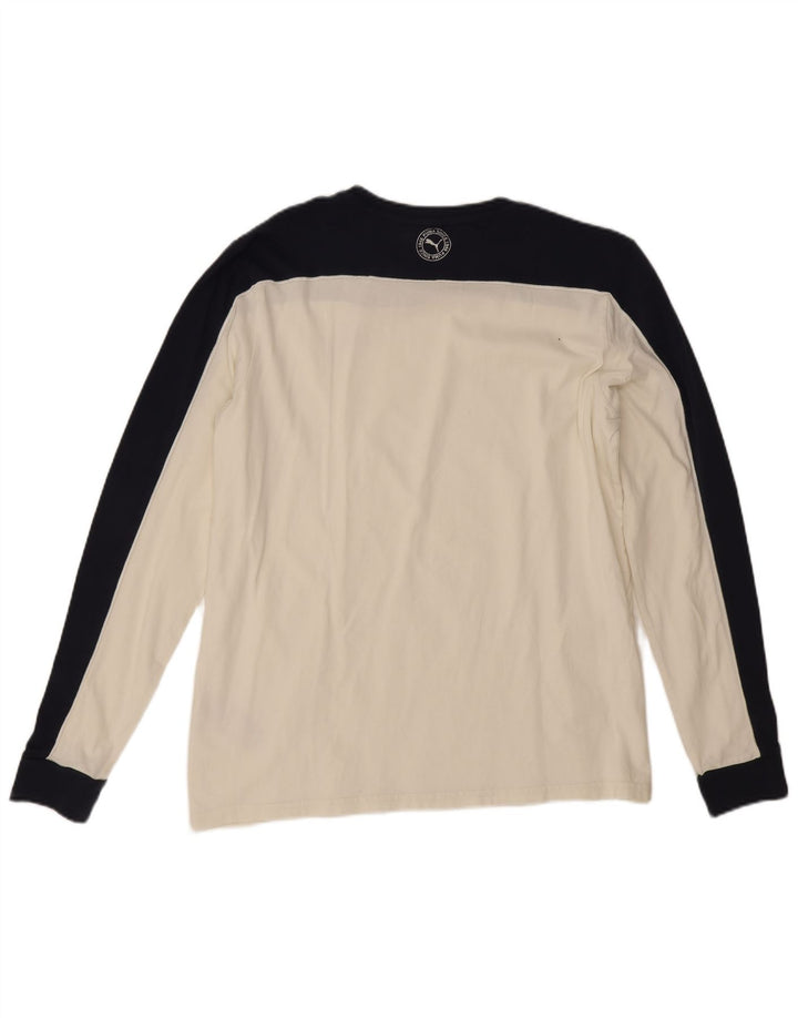 Puma Herre Top Langærmet Large Off White Colourblock Bomuld