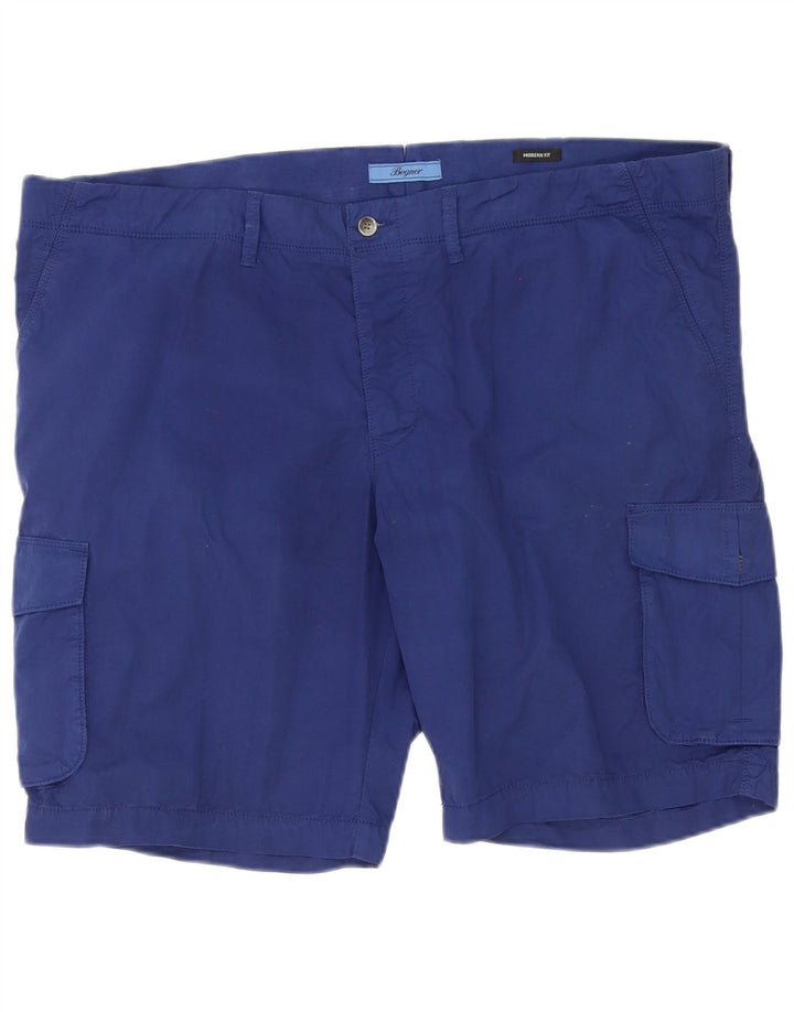 Bogner Herre Modern Fit Cargo Shorts 3XL W44 Blå Bomuld