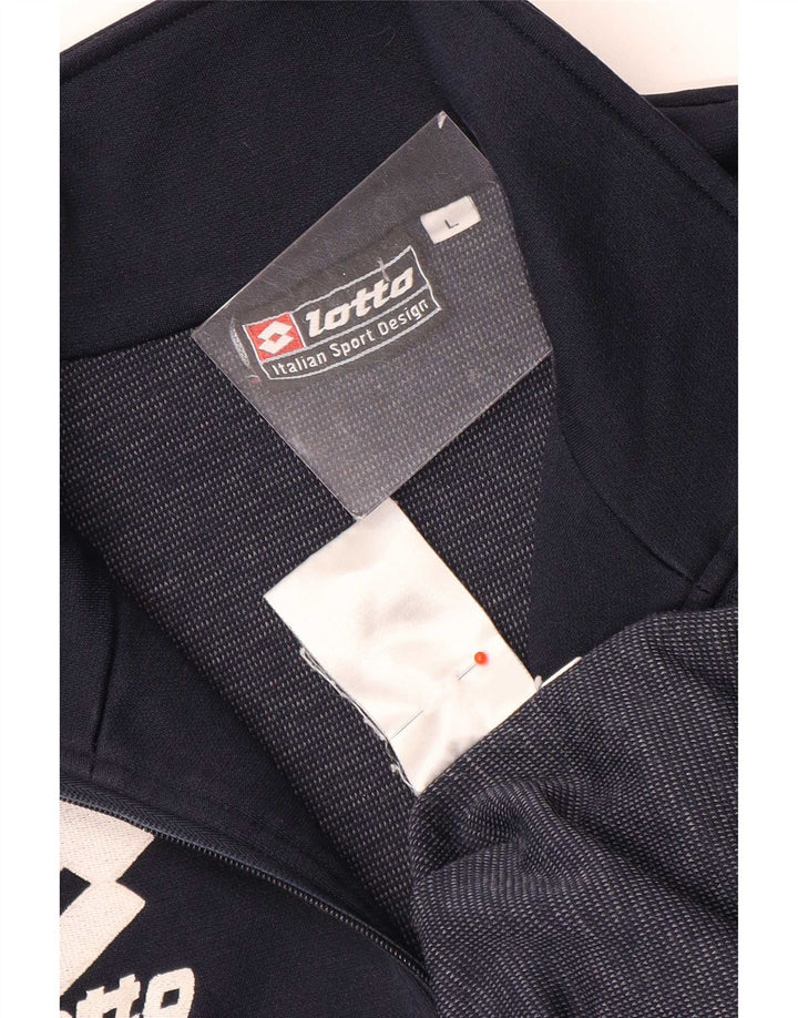 Lotto Herre Grafisk Zip Neck Sweatshirt Jumper Large Navy Blue Polyester