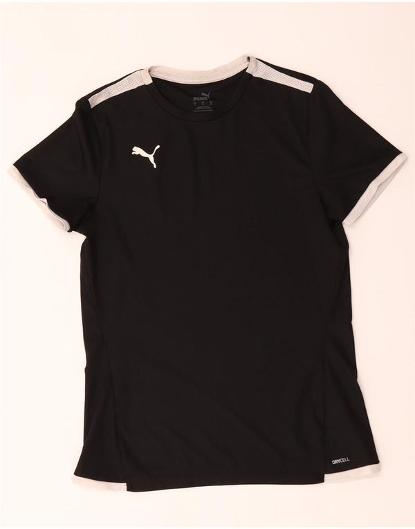 Puma Boys T-Shirt Top 13-14 år Small Black Colourblock Polyester