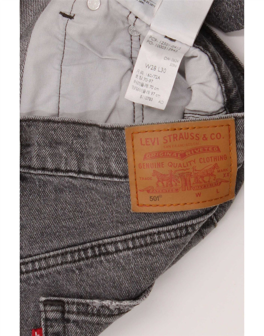 Levi's Herre 501 Straight Jeans W28 L27 Grå Bomuld